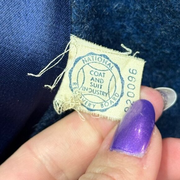 Vintage 1960s Shagmoor Blue Wool Coat with Fox Fur Collar Size 10/12  Winter - Picture 7 of 16